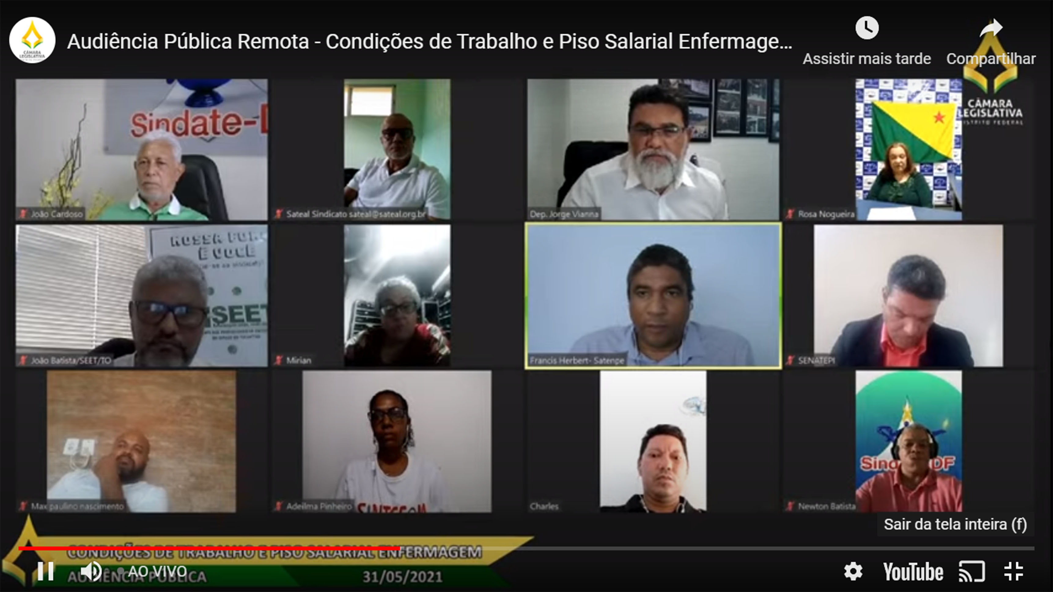 Jorge Vianna defendeu o piso salarial fixo e melhores condições de trabalho para a categoria, especialmente a segurança do trabalhador nesse momento de pandemia