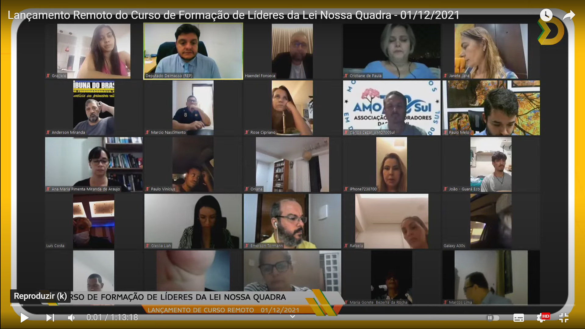 O curso capacita representantes da sociedade civil para o projeto Nossa Quadra, que revitalizará os espaços comunitários por meio de parceria com o poder público
