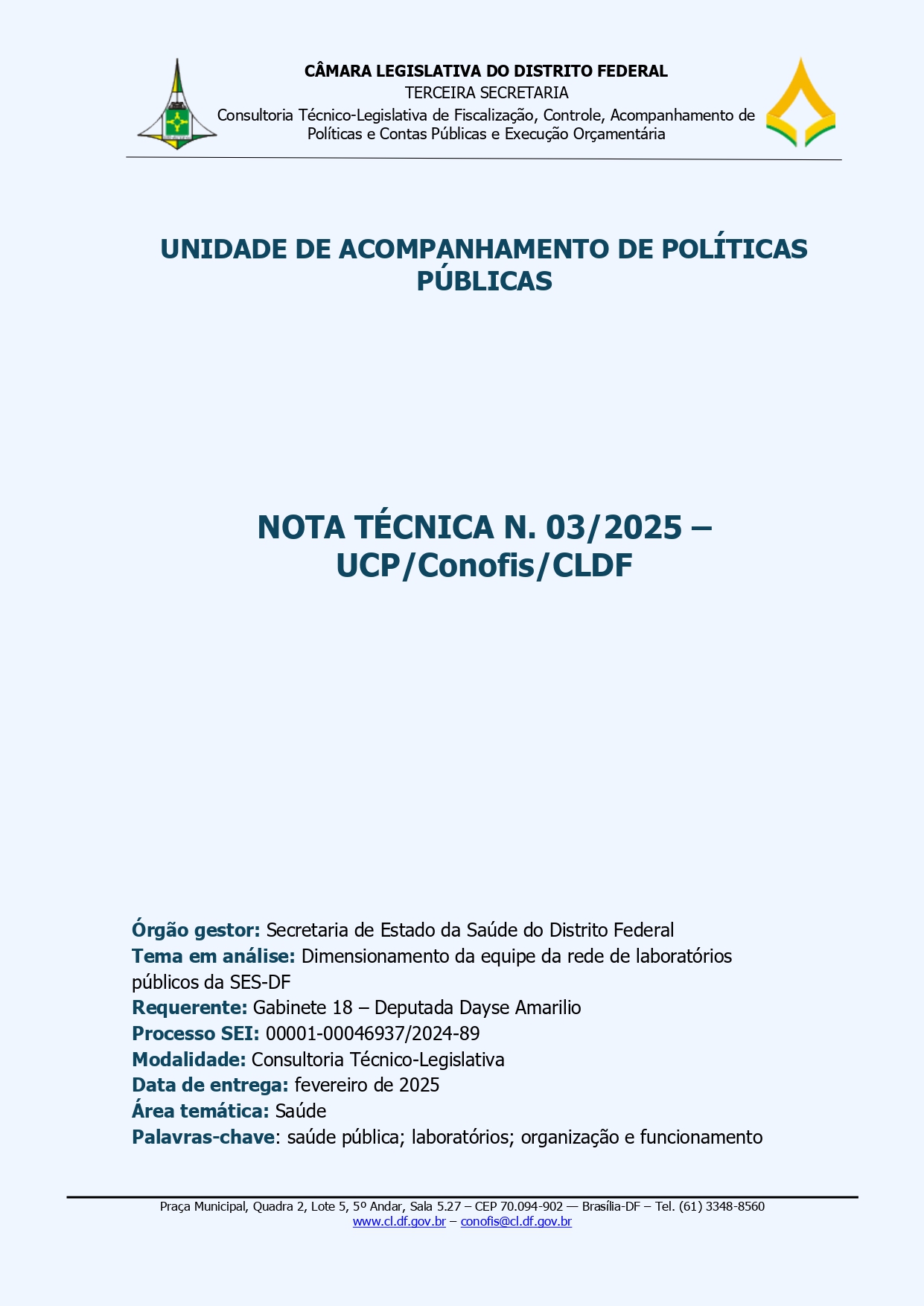 Capa da NT 3/2025, com informações gerais