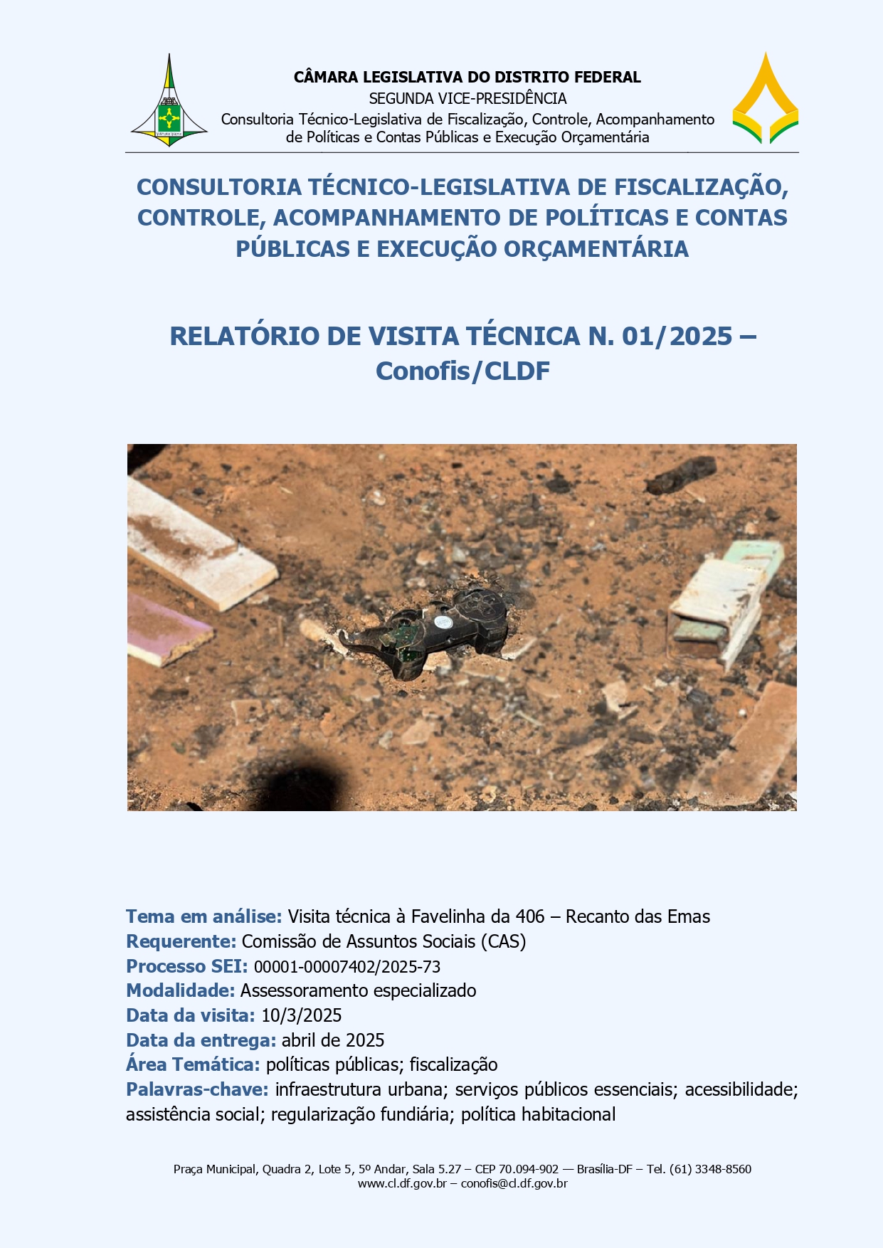 Capa do Relatório de Visita Técnica - Favelinha